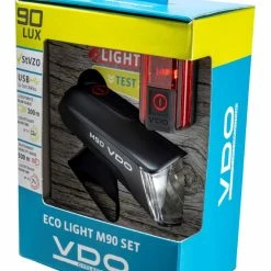 VDO Eco Light M90 Fahrrad-Scheinwerfer + Eco Light Red Plus Fahrrad-Rücklicht Mit Bremslichtfunktion -Fahrradbeleuchtung importe magasin vdo eco light m90 fahrrad scheinwerfer eco light red plus fahrrad ruecklicht 2022 3102583 e